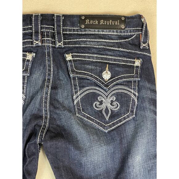 Rock Revival Jeans Womens 30 Blue‎ Sasha Straight Embroidered Low Rise Regular - Picture 14 of 16